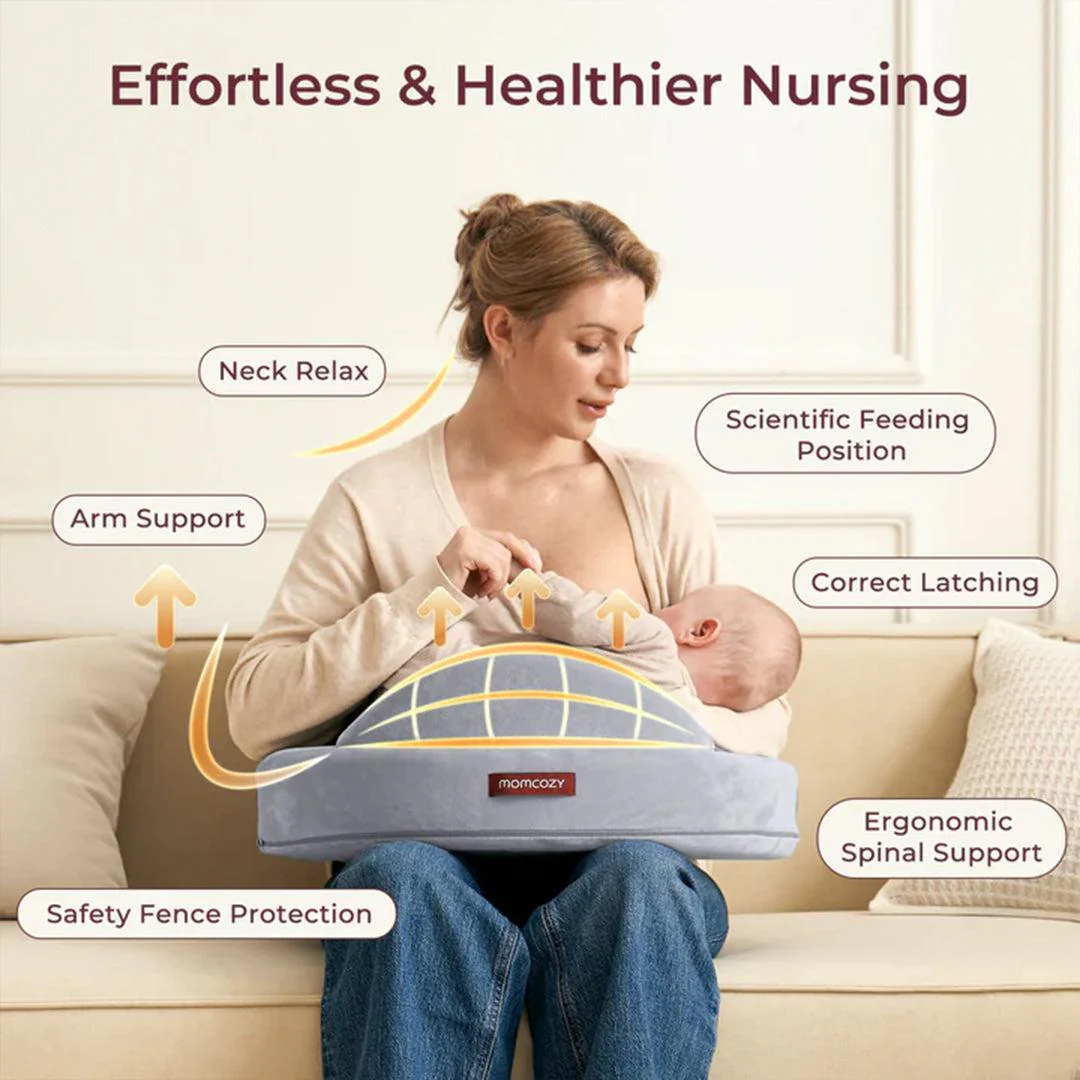 Momcozy Exclusive Memory Foam Nursing Pillow - Grey - Image 3