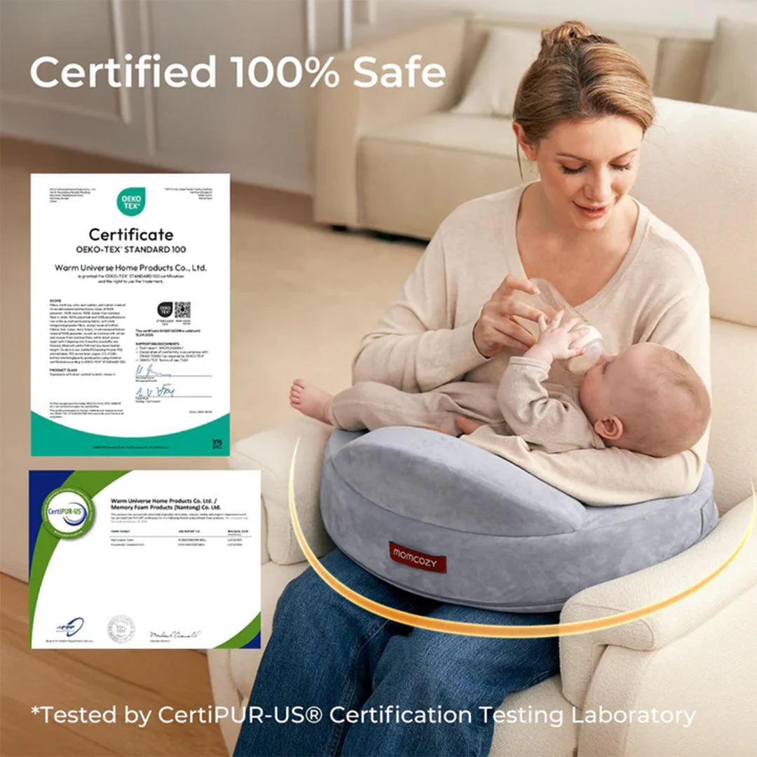Momcozy Exclusive Memory Foam Nursing Pillow - Grey - Image 7