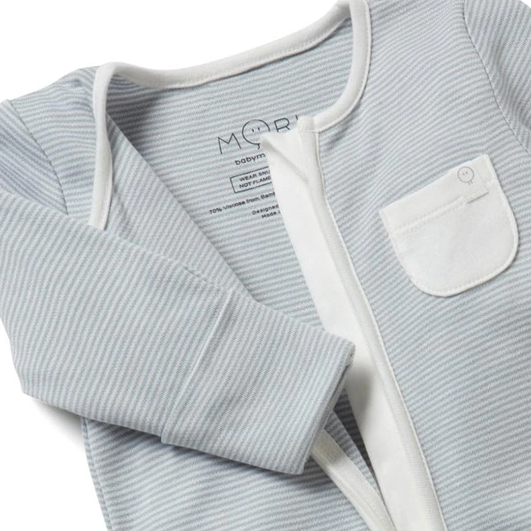 MORI Clever Zip Sleepsuit - Blue Stripe - Image 2