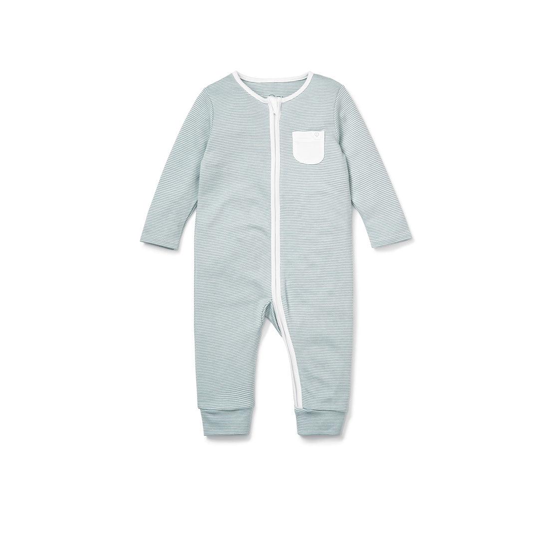 MORI Clever Zip Sleepsuit - Blue Stripe - Image 3