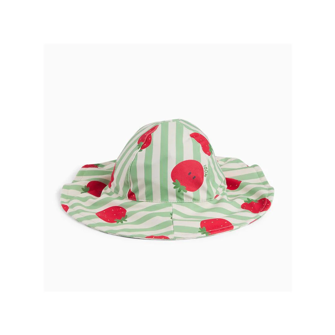 MORI Floppy Sun Safe Swim Hat - Strawberry & Green Stripe