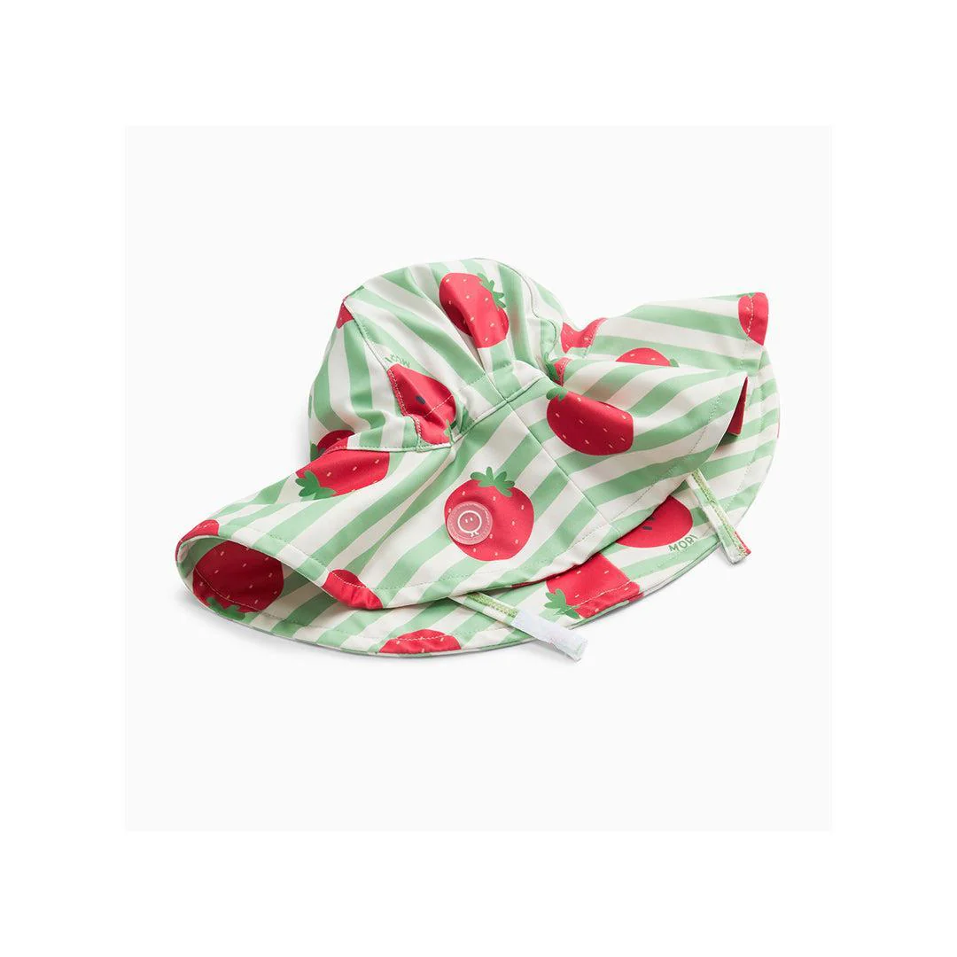 MORI Floppy Sun Safe Swim Hat - Strawberry & Green Stripe - Image 2