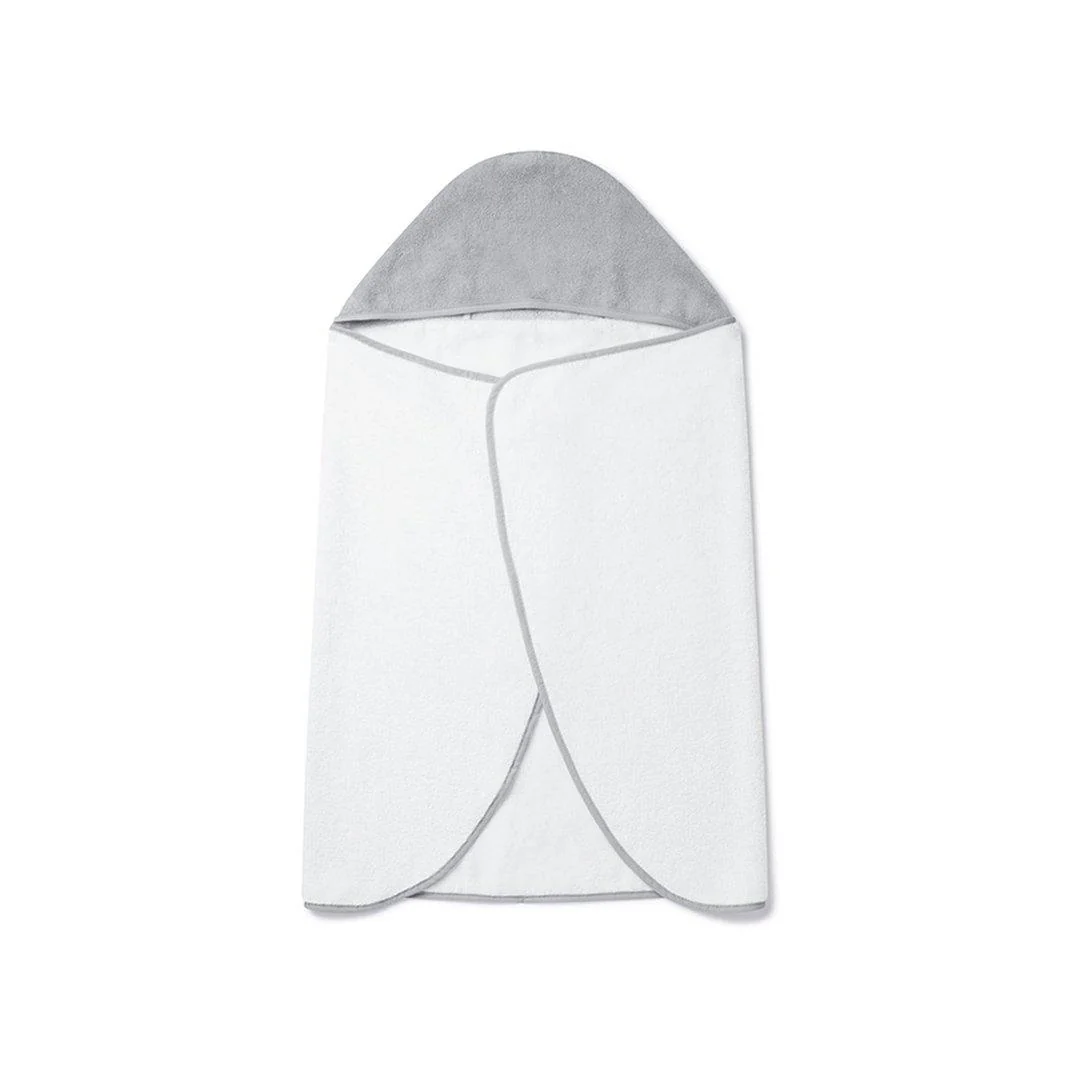 MORI Hooded Toddler Bath Towel - White + Grey