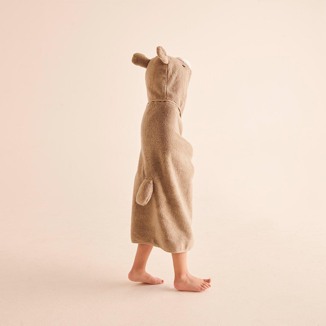 MORI Hooded Baby Bath Towel - Bear - Taupe - Image 3