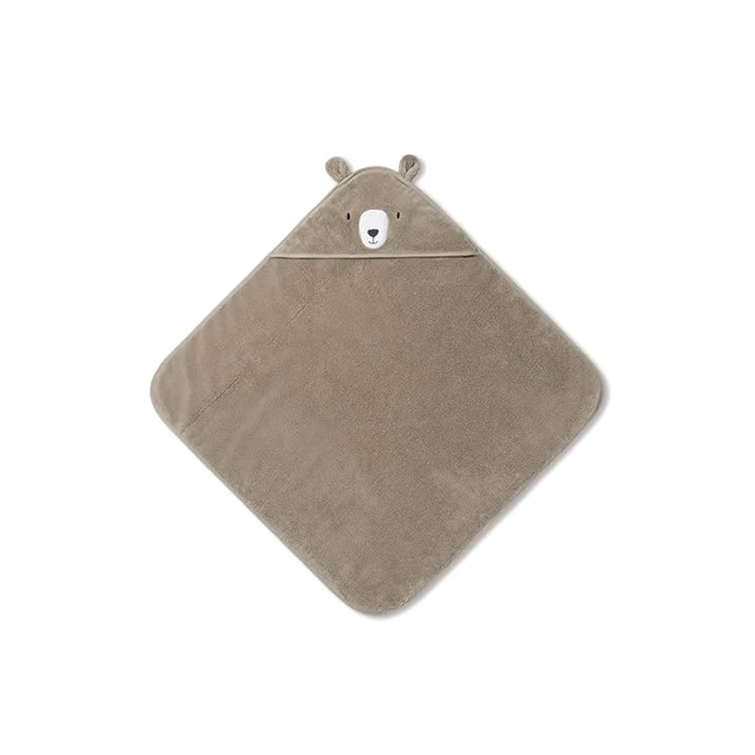 MORI Hooded Baby Bath Towel - Bear - Taupe - Image 4