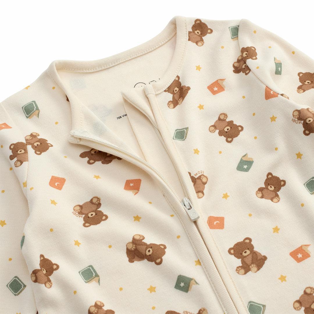 MORI Teddy Bear Two Way Zip-Up Sleepsuit - Teddy Bear Print - Image 4