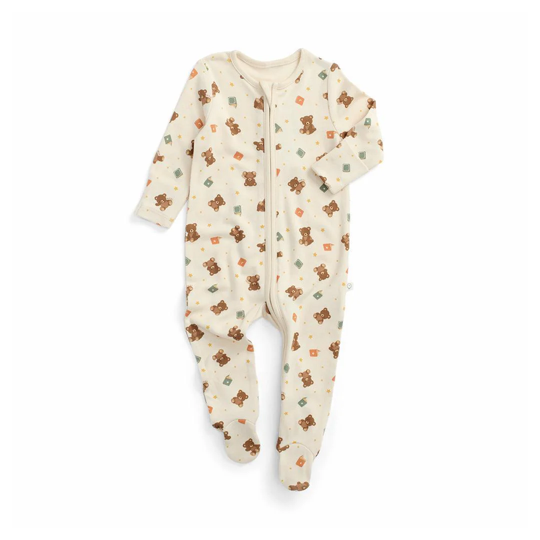 MORI Teddy Bear Two Way Zip-Up Sleepsuit - Teddy Bear Print - Image 5
