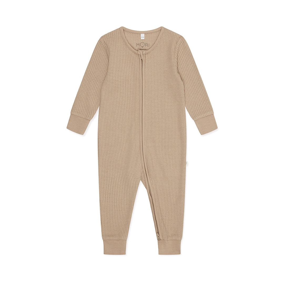 MORI Waffle Two Way Zip-Up Sleepsuit - Taupe - Image 3