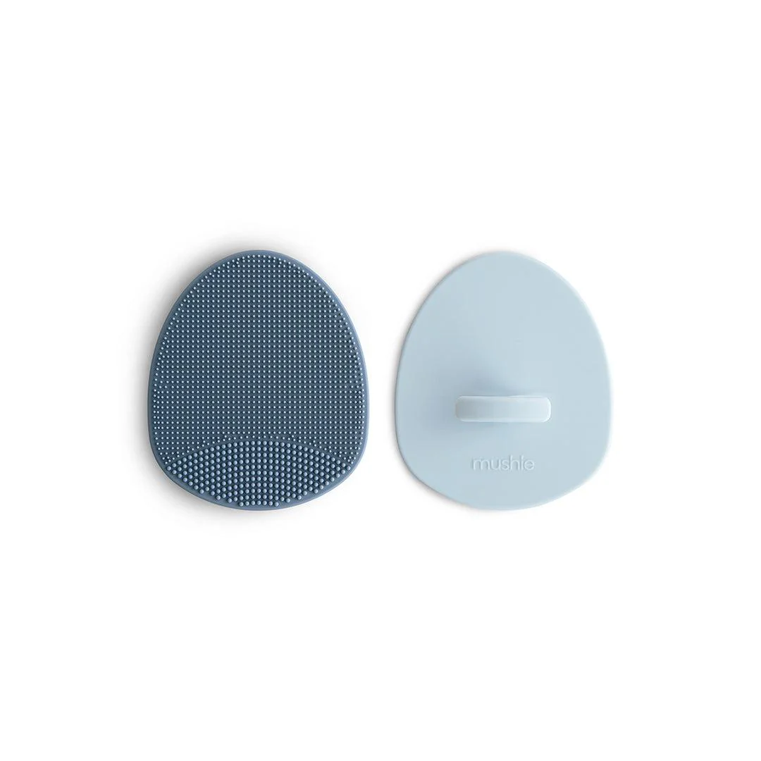 Mushie Cradle Cap Brush | 2-Pack - Tradewinds/Periwinkle