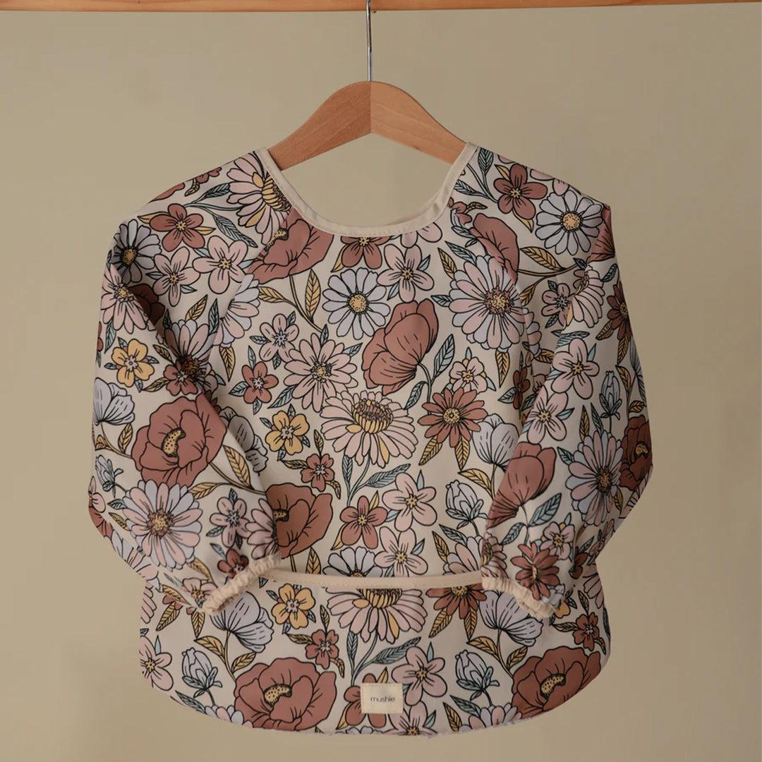 Mushie Long Sleeve Bib - Retro Flowers - Image 3