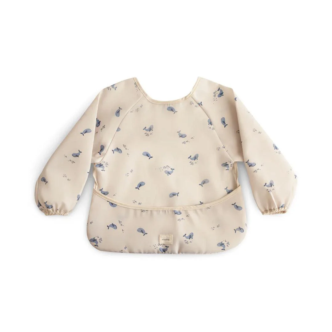 Mushie Long Sleeve Bib - Whales