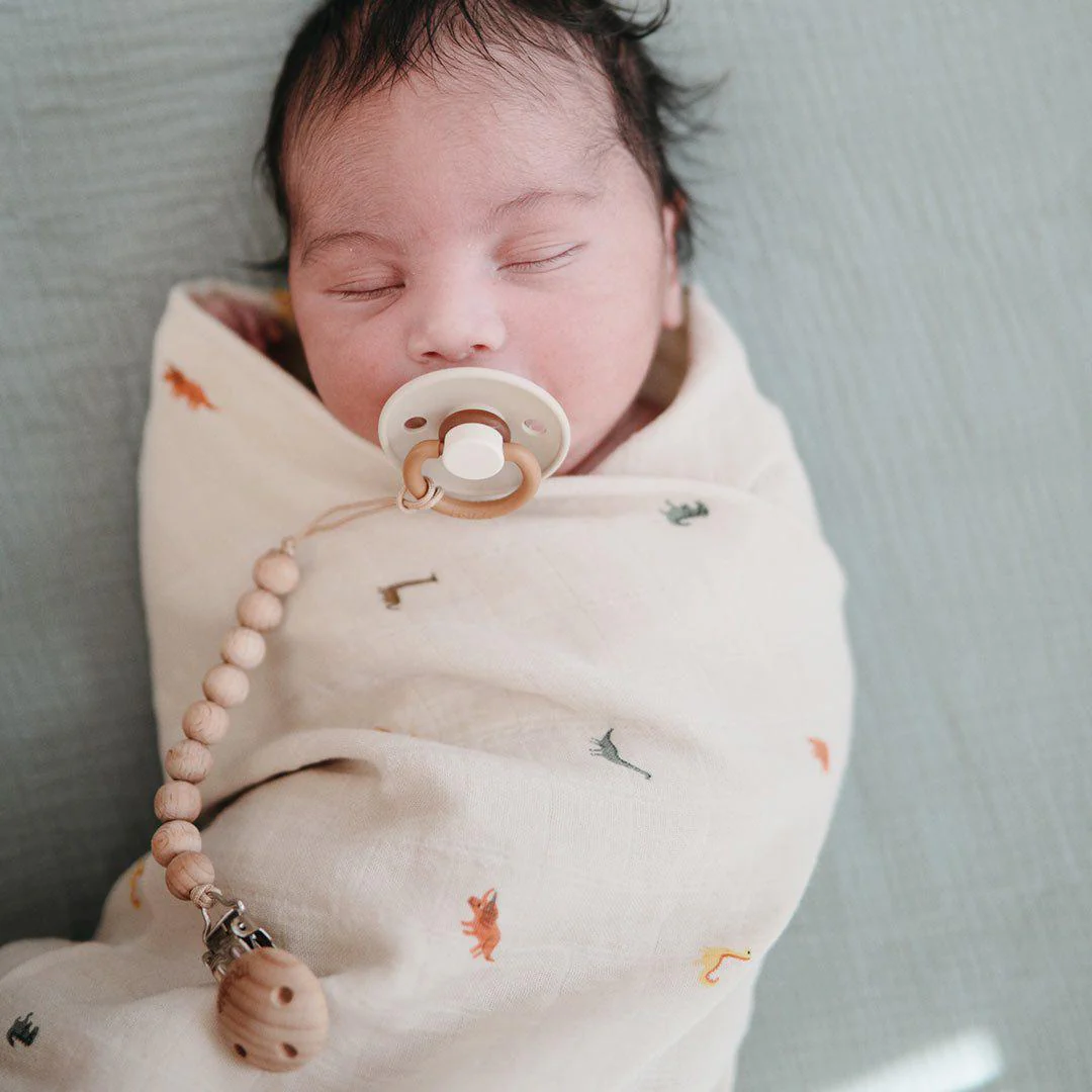Mushie Organic Muslin Swaddle - Dinosaurs - Image 3