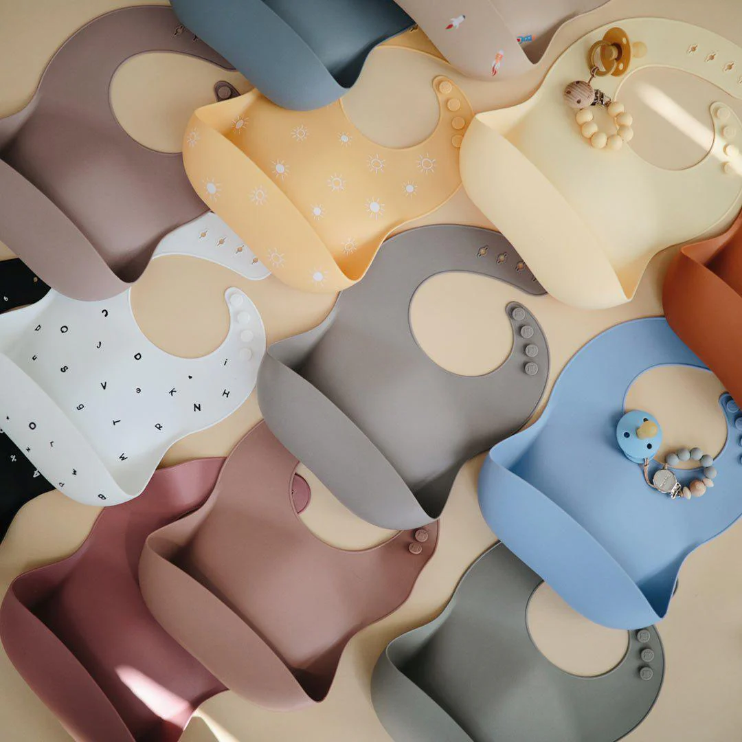 Mushie Silicone Bib - Lilac Flowers - Image 3