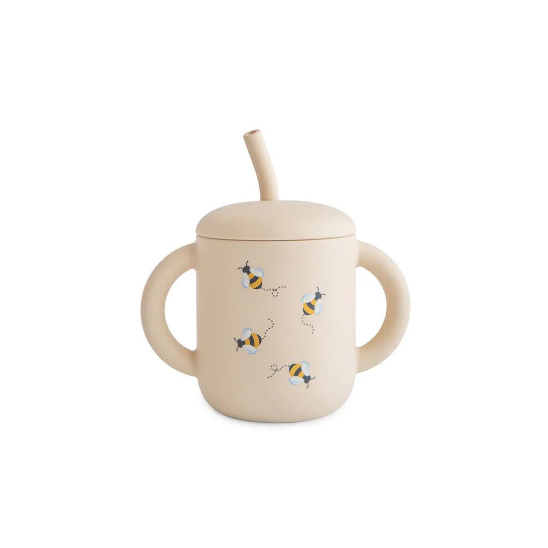 Mushie Silicone Training Cup + Straw - Bees