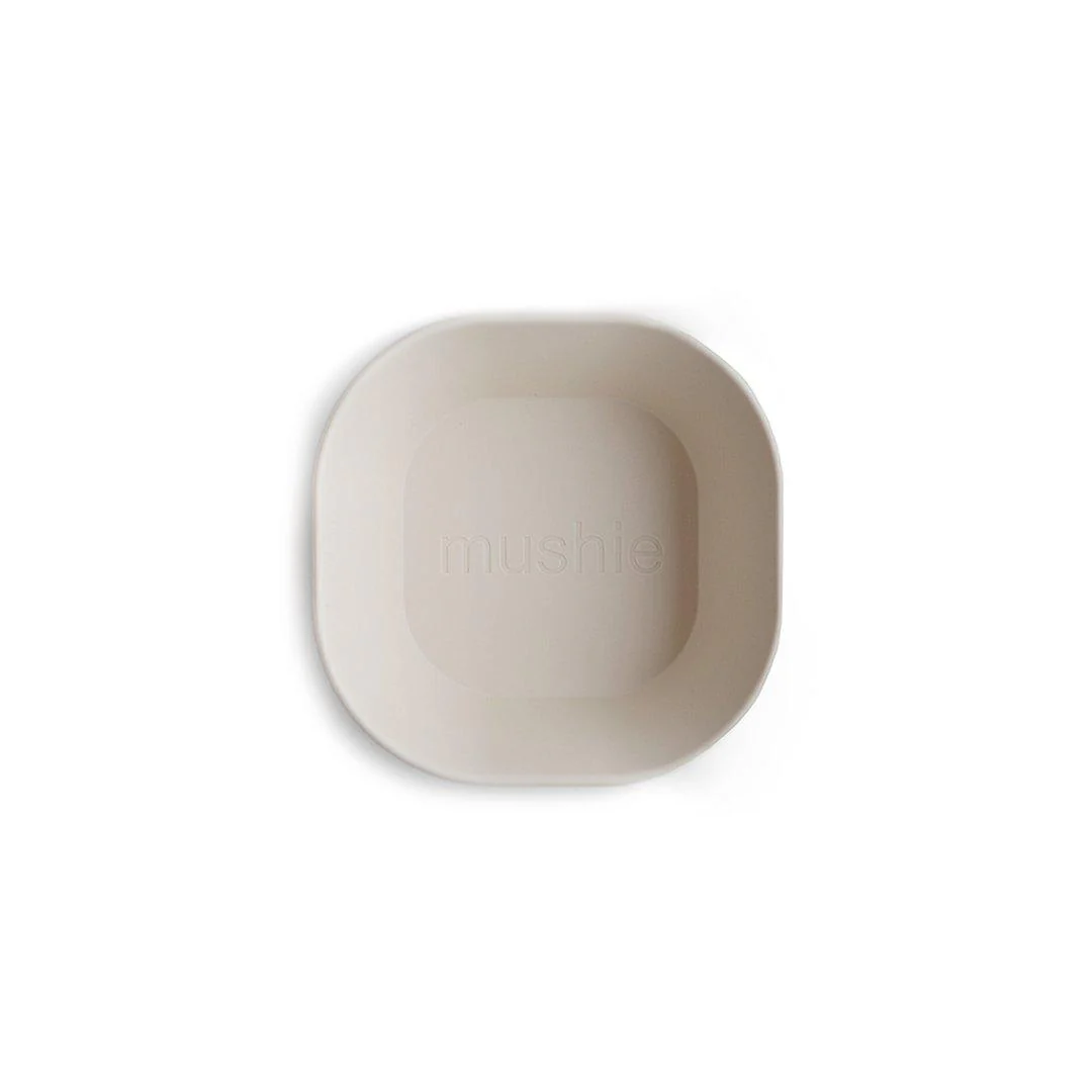 Mushie Square Dinnerware Bowls - Ivory - 2 Pack