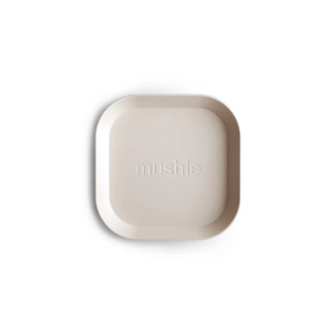 Mushie Square Dinnerware Plates - Ivory - 2 Pack