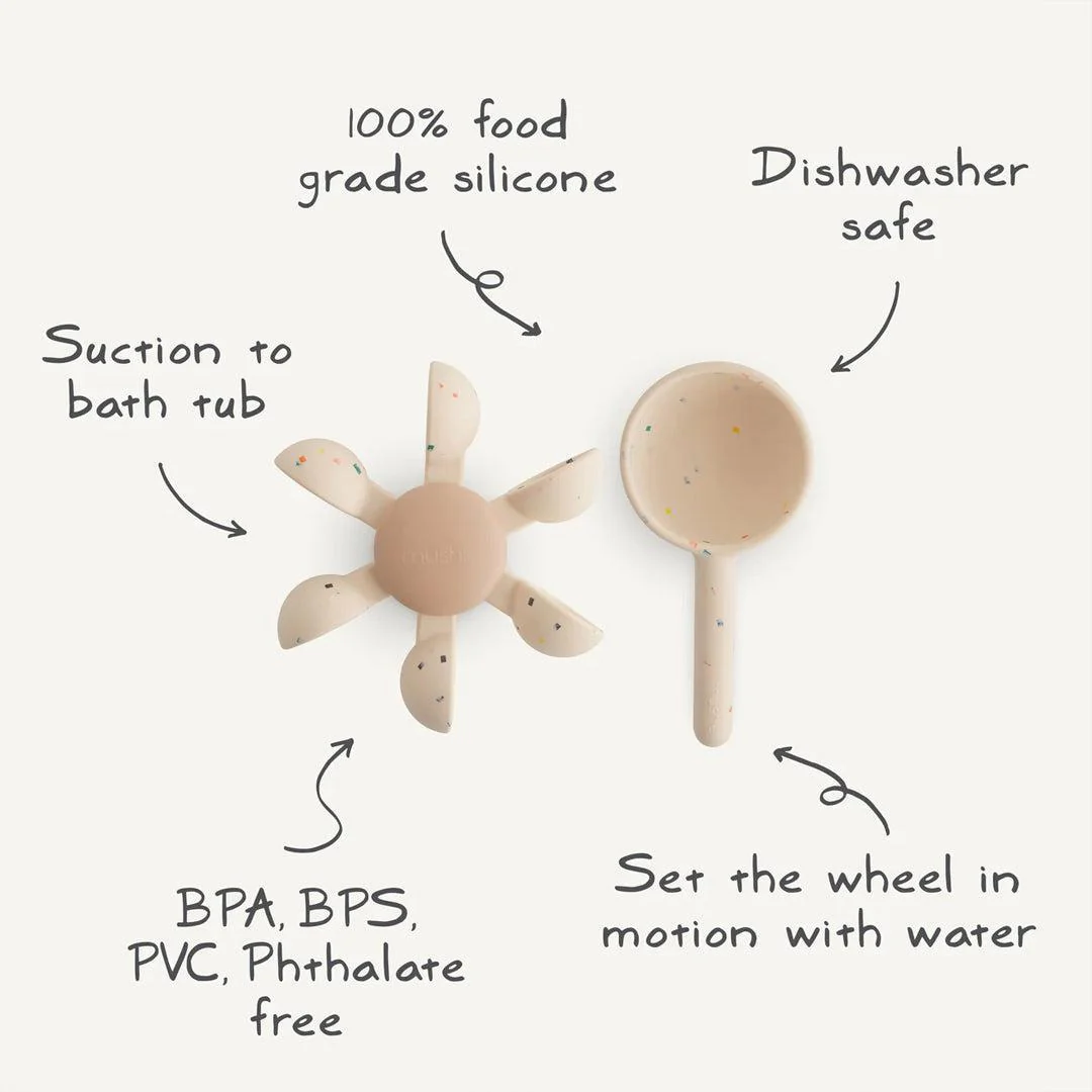 Mushie Water Wheel Bath Play Set - Cream Speckle - Image 3