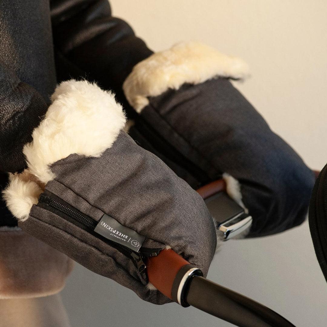 Naturally Sheepskins Stroller Hand Mittens - Charcoal Grey - Image 2
