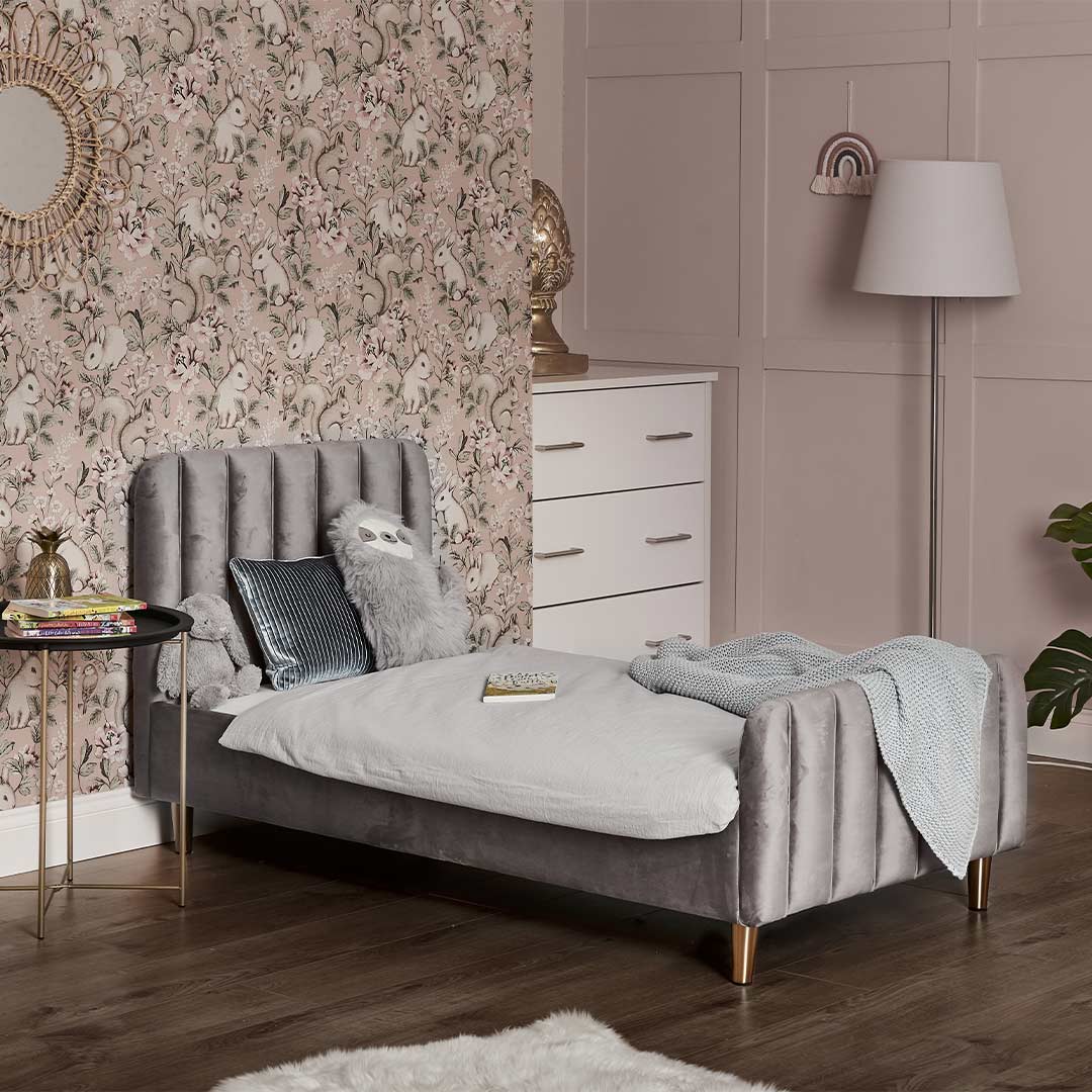 Obaby Gatsby Velvet Toddler Bed - Grey - Image 2