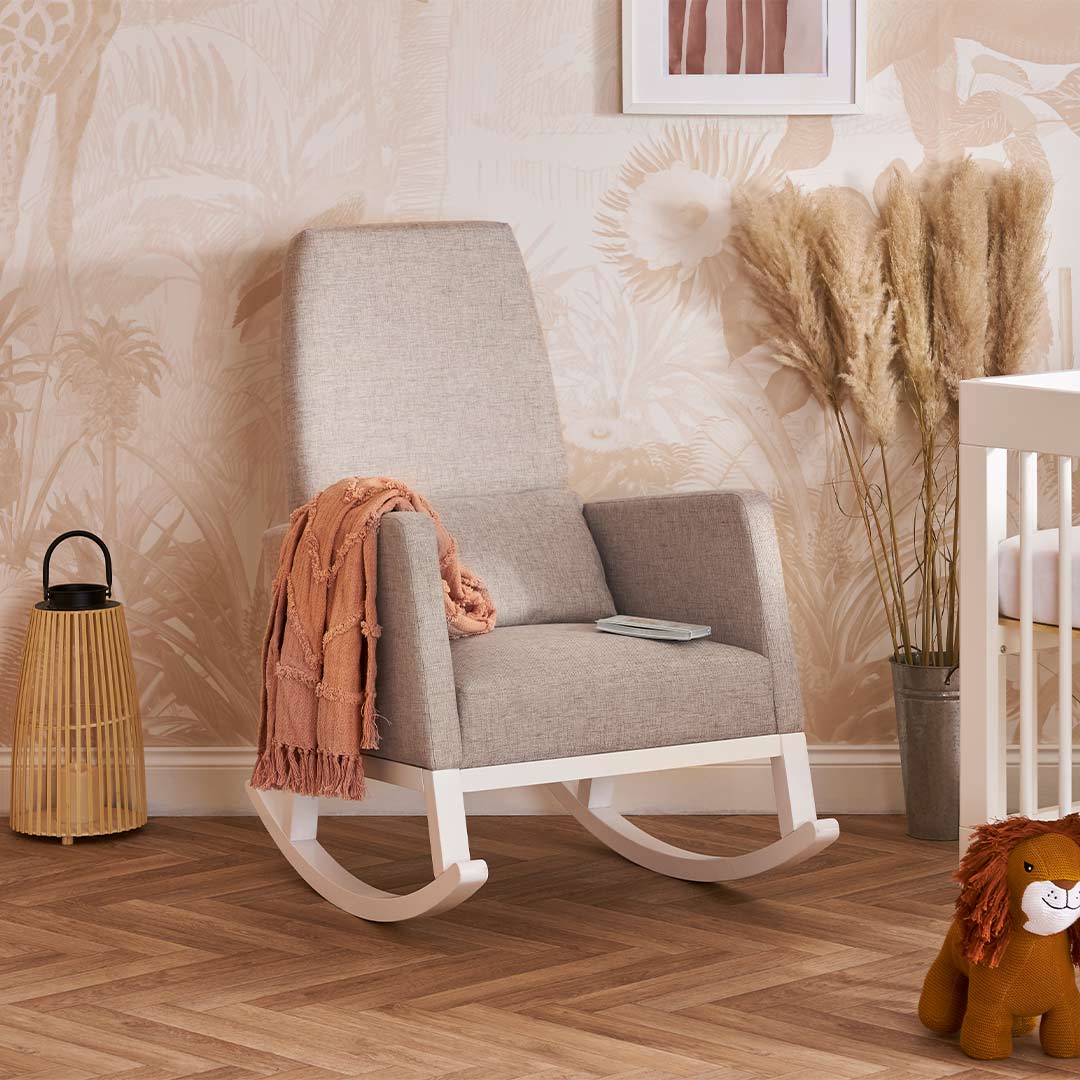 Obaby High Back Rocking Chair - White/Stone - Image 2
