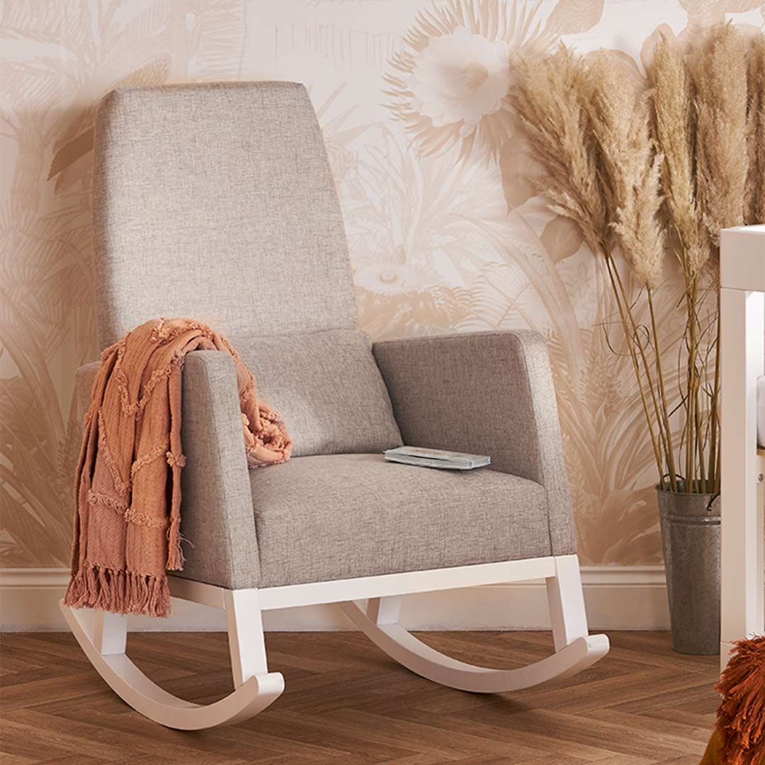 Obaby High Back Rocking Chair - White/Stone - Image 3