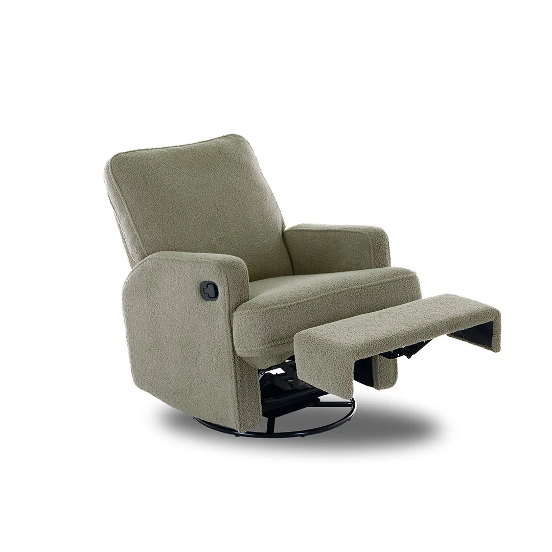 Obaby Madison Manual Recliner Chair - Teddy Fabric Olive - Image 5