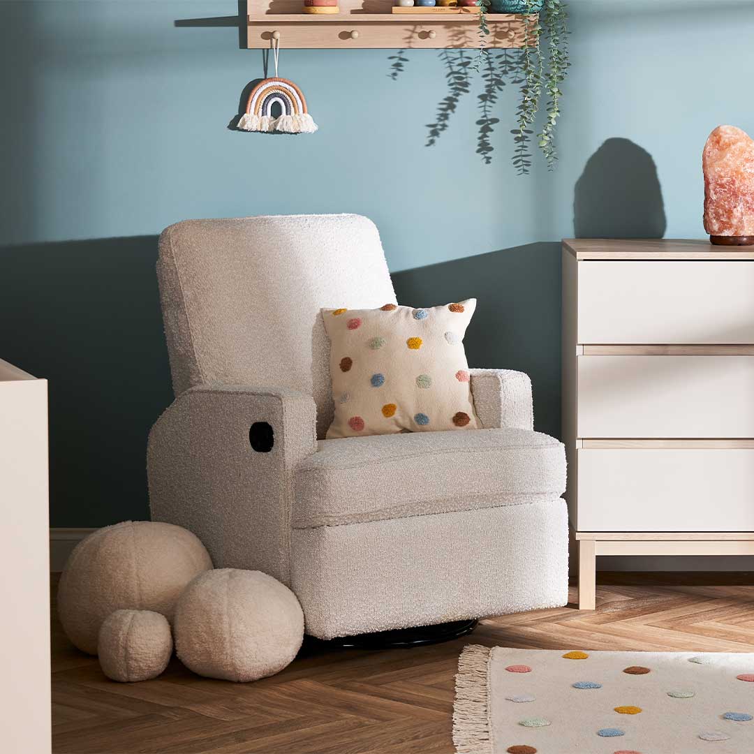 Obaby Madison Swivel Glider Recliner Chair - Bouclé Style - Image 2