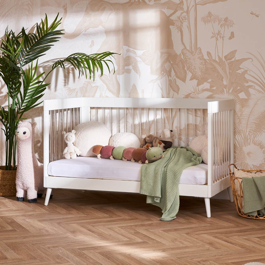 Obaby Maya Cot Bed - Scandi White + Acrylic - Image 2