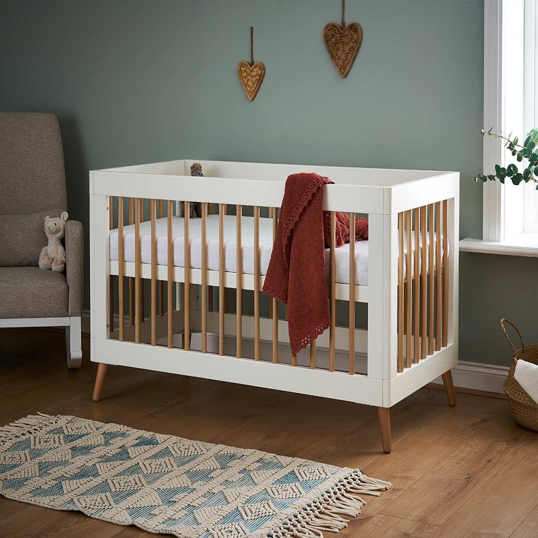 Obaby Maya Mini Cot Bed - White + Natural - Image 3