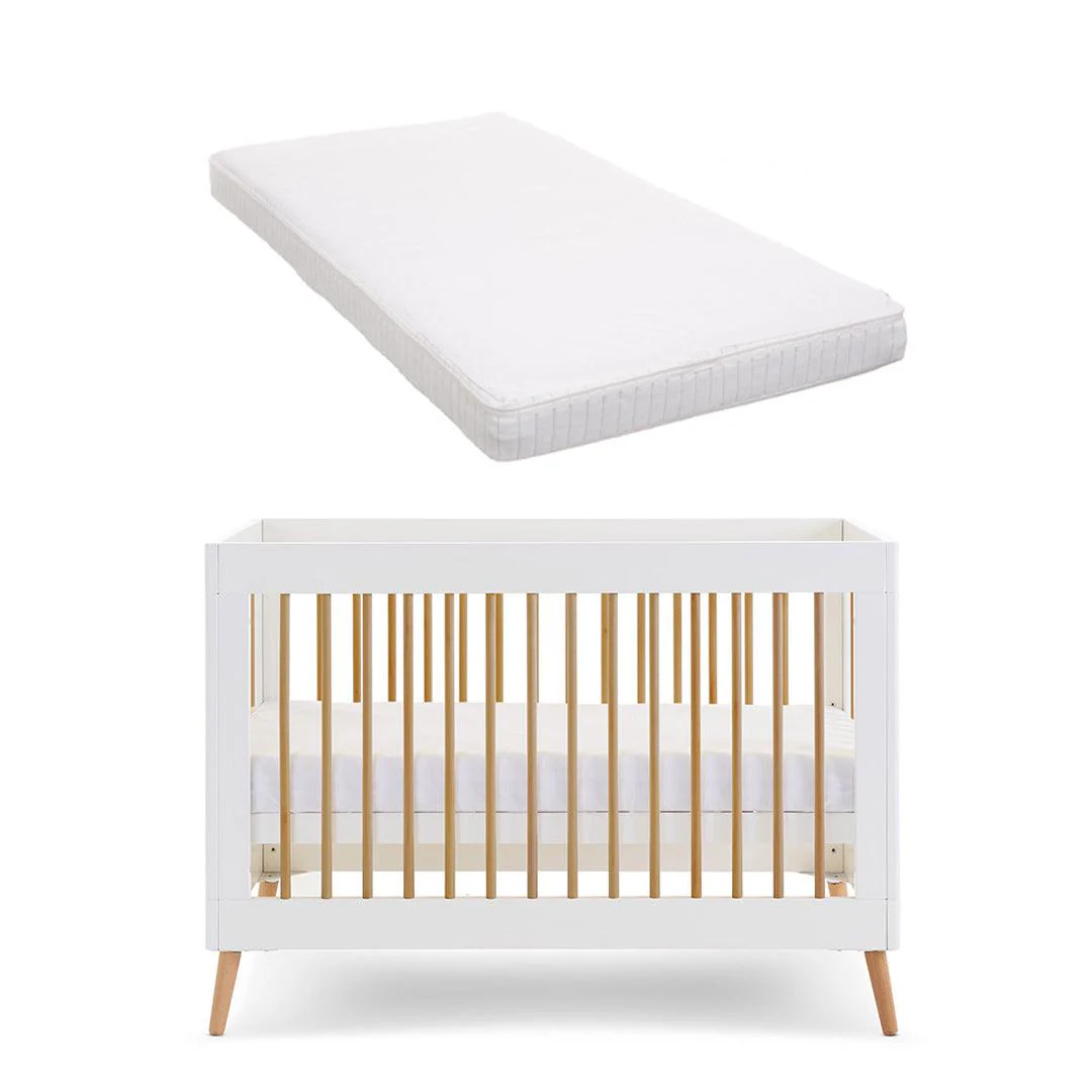 Obaby Maya Mini Cot Bed - White + Natural - Image 8