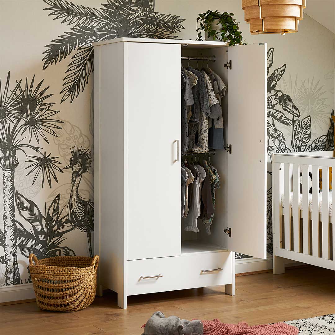 Obaby Nika Double Wardrobe - White Wash - Image 3