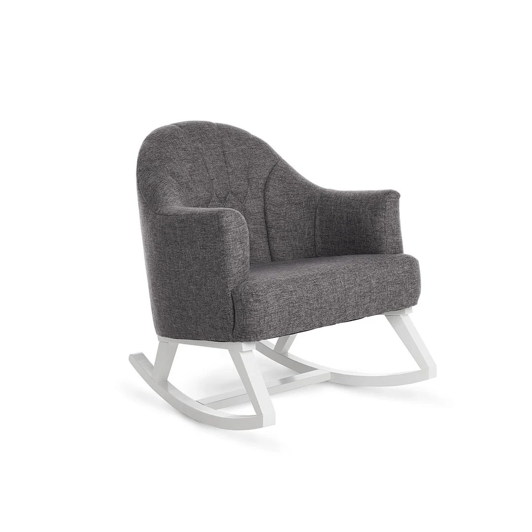 Obaby Round Back Rocking Chair - White + Grey