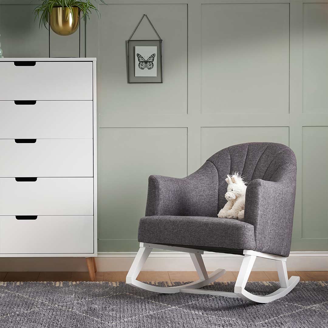 Obaby Round Back Rocking Chair - White + Grey - Image 2