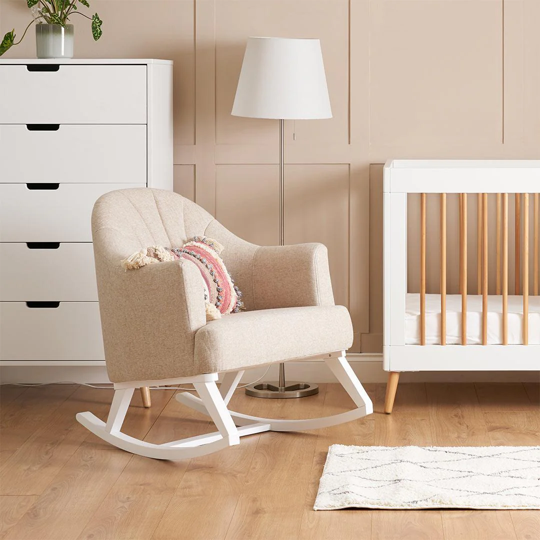 Obaby Round Back Rocking Chair - White + Oatmeal - Image 2