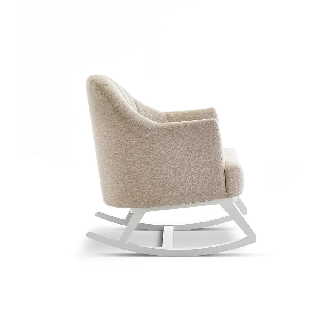 Obaby Round Back Rocking Chair - White + Oatmeal - Image 3