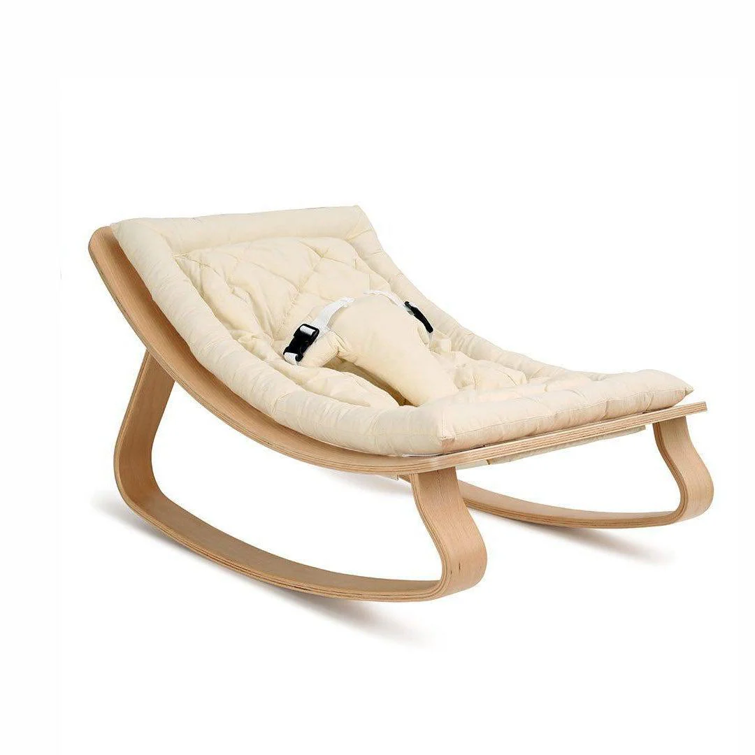 Outlet - Charlie Crane LEVO Baby Rocker - Beech + Organic White