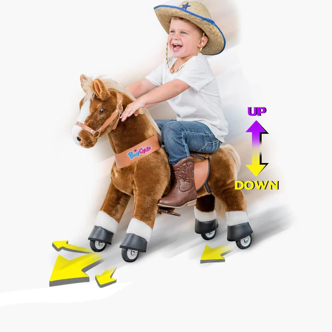 PonyCycle Ride on Pony Toy - Brown & White - Image 3