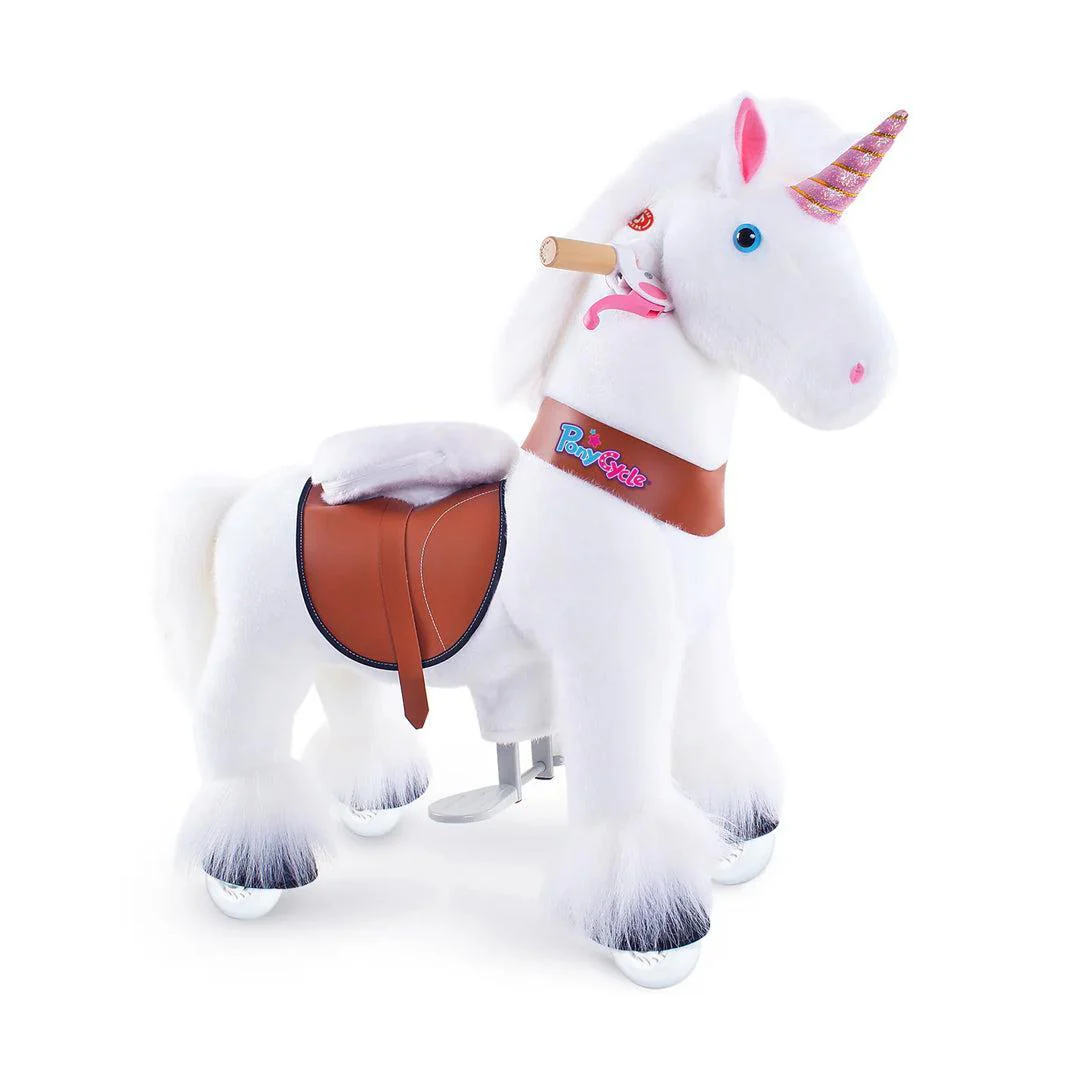PonyCycle Ride on Pony Toy - White Unicorn