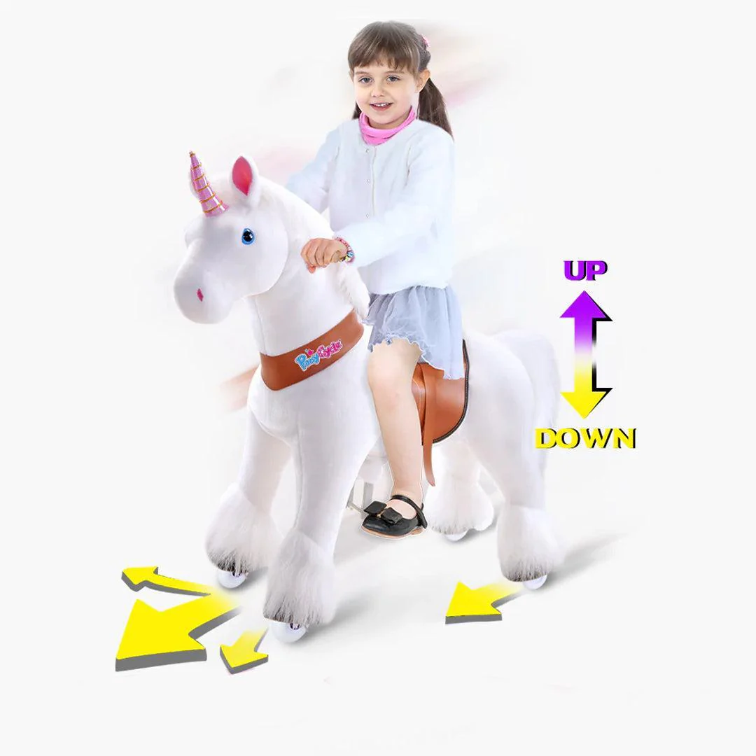 PonyCycle Ride on Pony Toy - White Unicorn - Image 3
