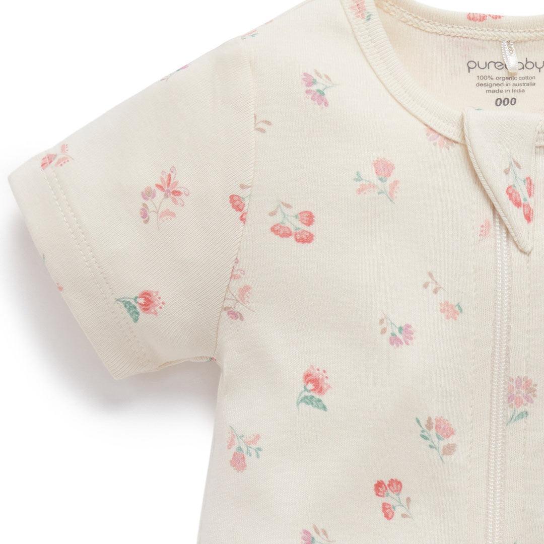 Purebaby 2 Pack Short Sleeved Digital Growsuit - Emilia Print - Image 7
