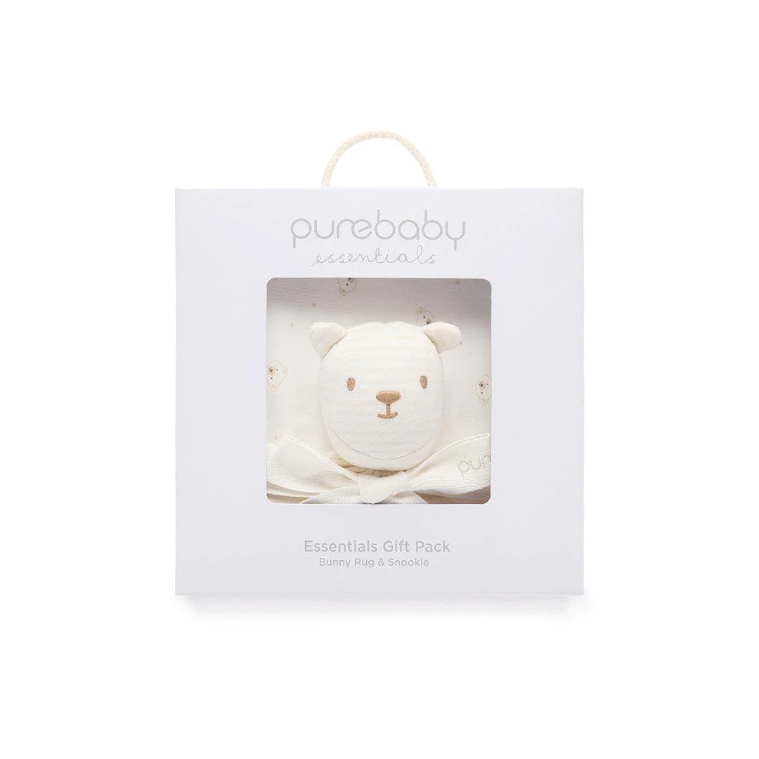 Purebaby Bunny Comforter & Swaddle Set - Vanilla Bear