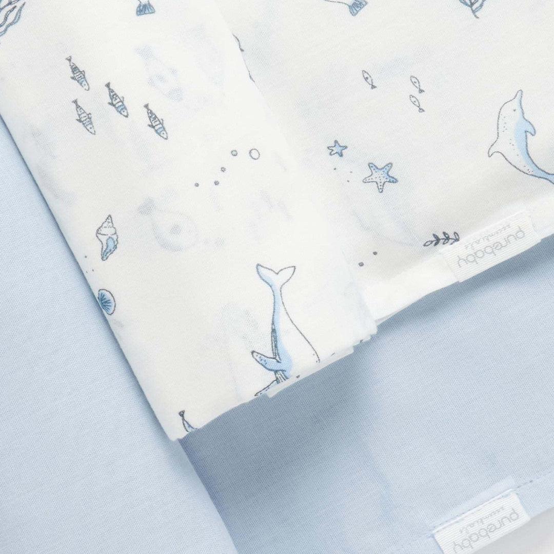 Purebaby Muslin Wrap 2 Pack - Pale Blue Nautical - Image 3