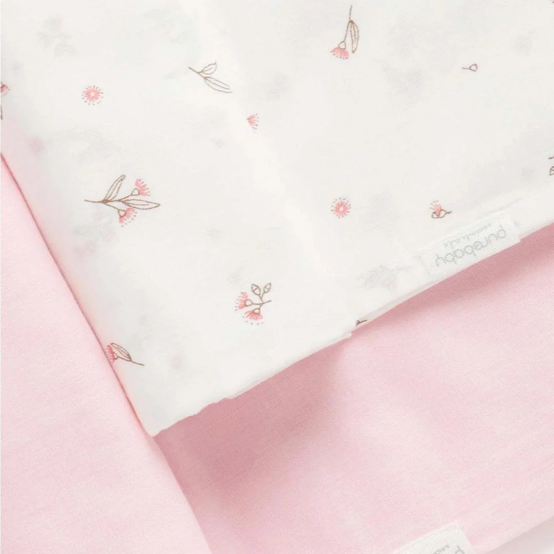Purebaby Muslin Wrap 2 Pack - Pale Pink Blossom - Image 2