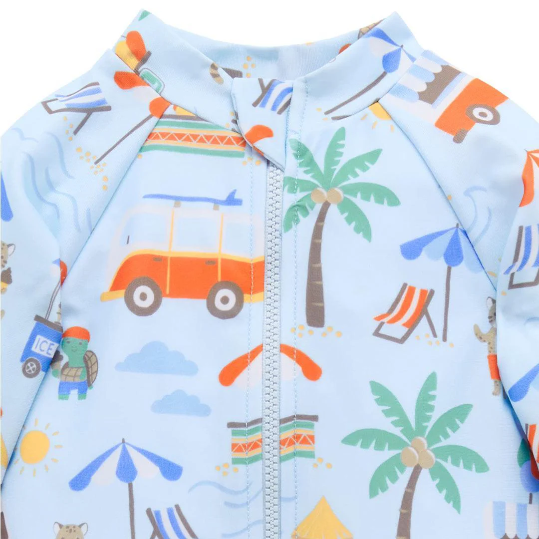 Purebaby Printed Long Sleeved Sunsuit - Cancun Print - Image 2