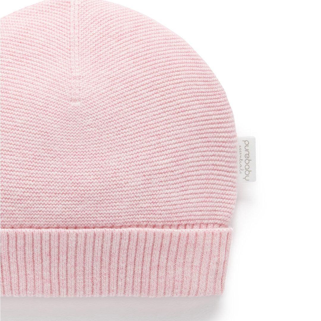 Purebaby Knit Baby Hat - Pink Melange - Image 2