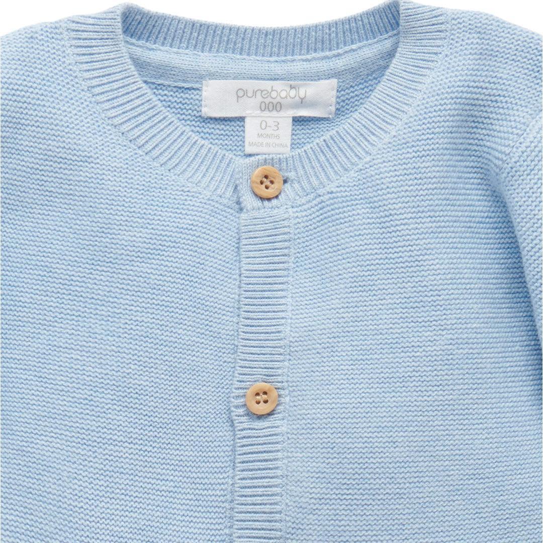 Purebaby Knit Cardigan - Blue Melange - Image 2