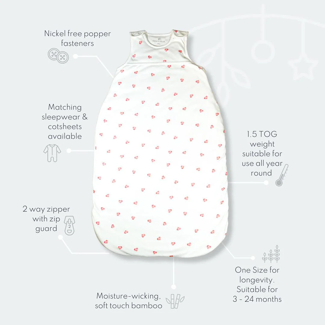 Rosa & Blue Sleeping Bag - 1.5 Tog - Heart - Image 3