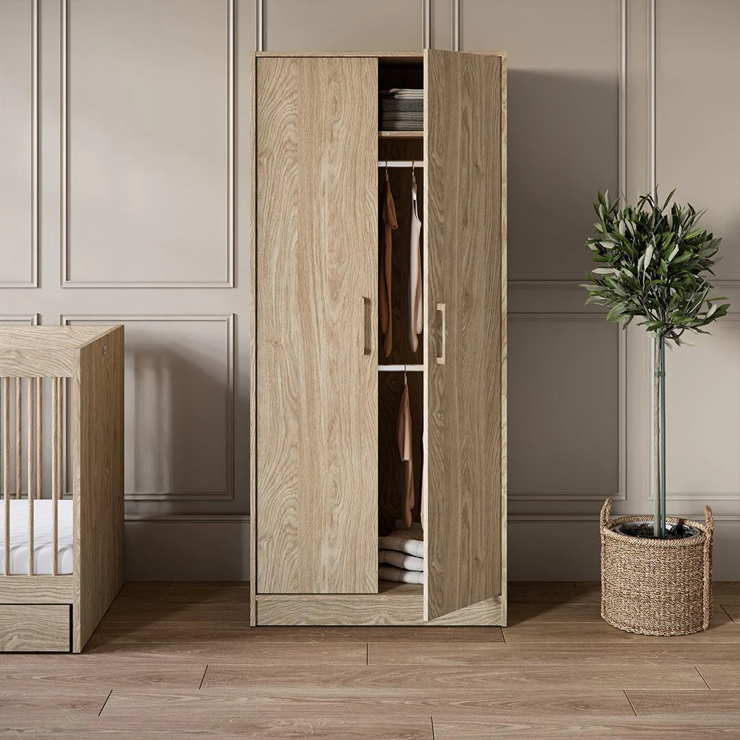 Silver Cross Geneva 3 Piece Nursery Set (Cot Bed + Dresser & Wardrobe) - Oak - Image 6