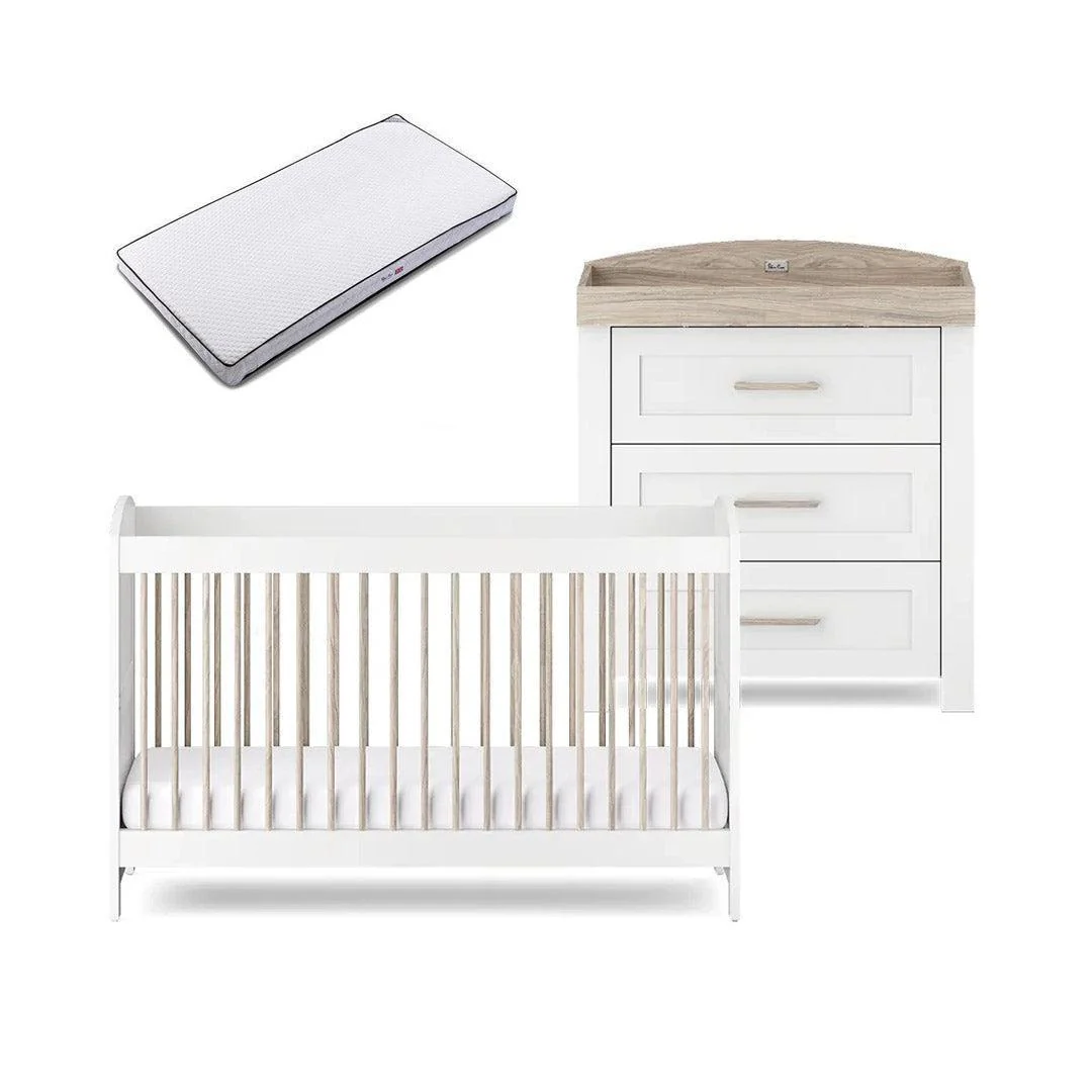 Silver Cross Valencia 2 Piece Nursery Set (Cot Bed & Dresser) - Ash White - Image 11