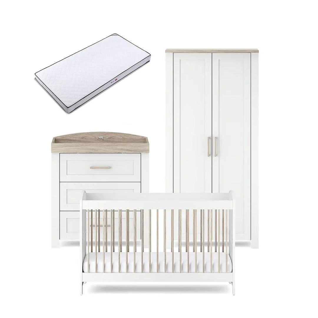Silver Cross Valencia 3 Piece Nursery Set (Cot Bed + Dresser & Wardrobe) - Ash White - Image 11